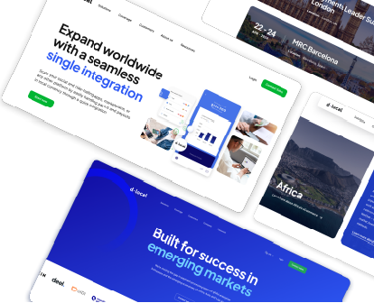 Screens of dLocal's website, showcasing our design capabilities