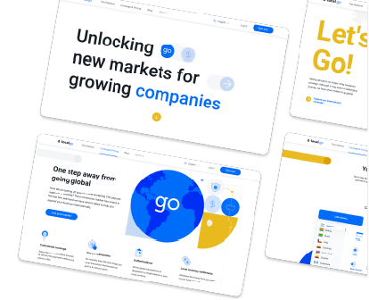 Screens of dLocal Go's website, showcasing our frontend capabilities