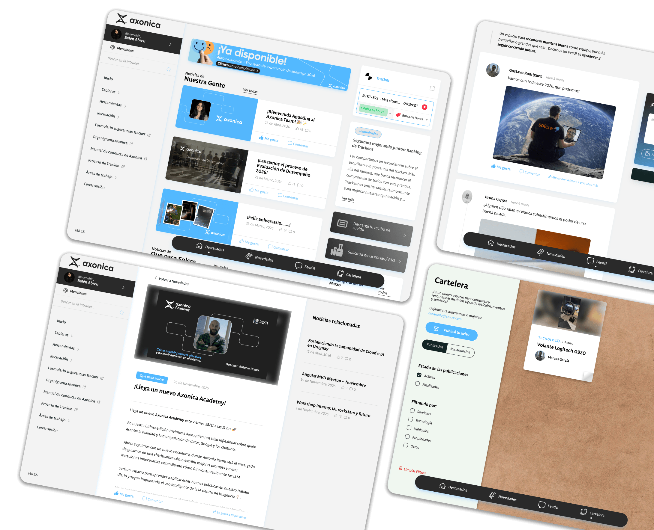 Capturas del sitio web de Intranet mostrando nuestras habilidades de desarrollo web