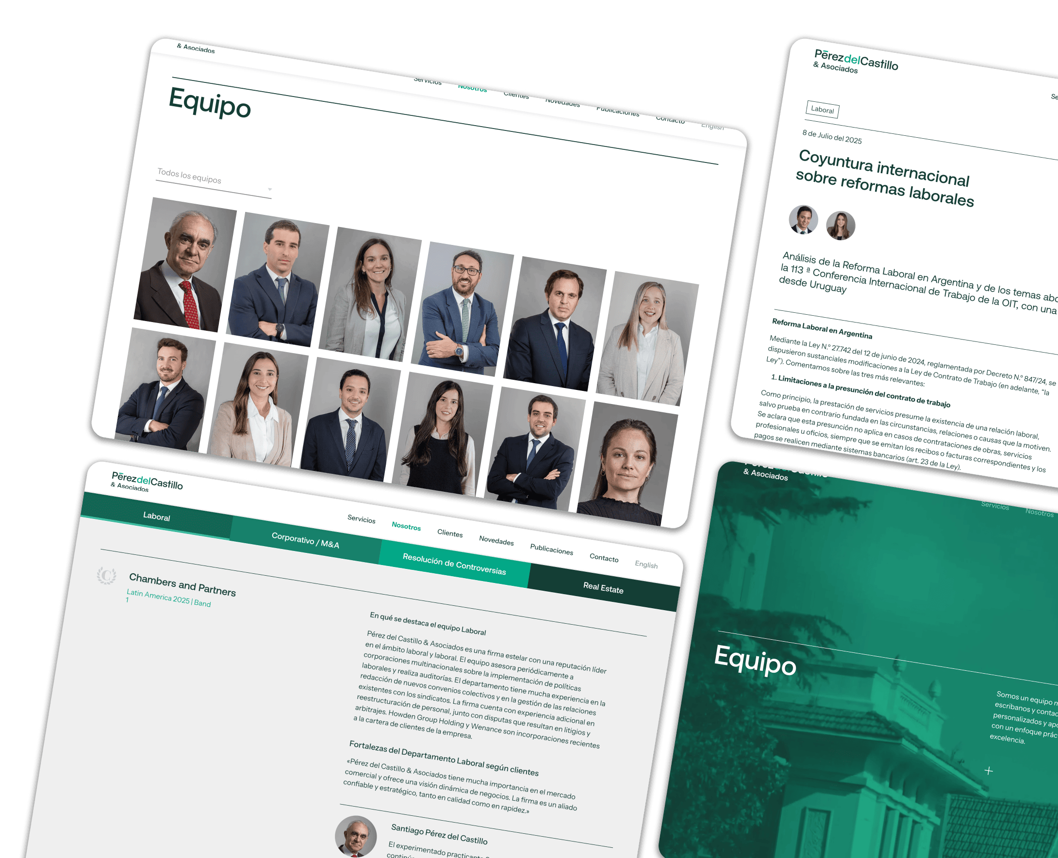 Capturas del sitio web de PdelC mostrando nuestras habilidades de desarrollo web