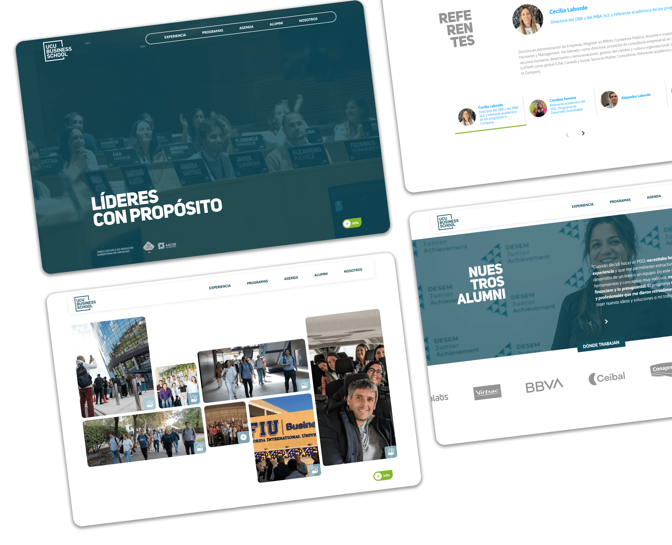 Capturas del sitio web de UCUBS mostrando nuestras habilidades de desarrollo web